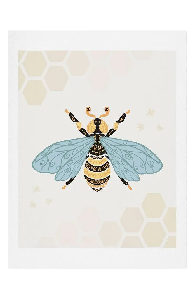 DENY Designs Avenie Bee and Honey Comb Art Poster