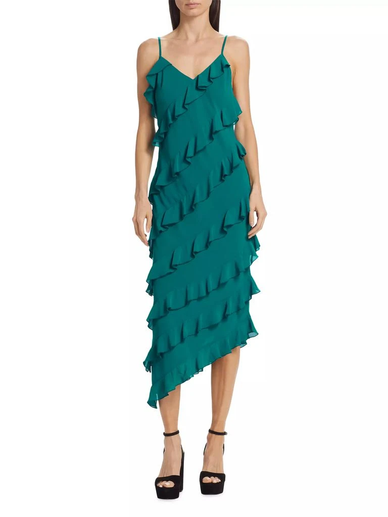 Amanda Uprichard Belladonna Asymmetric Frill Midi-Dress 2