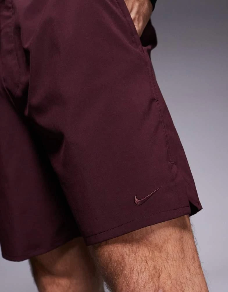 NIKE Nike Training Dri-Fit Unlimited woven 7 inch shorts in burgundy 3