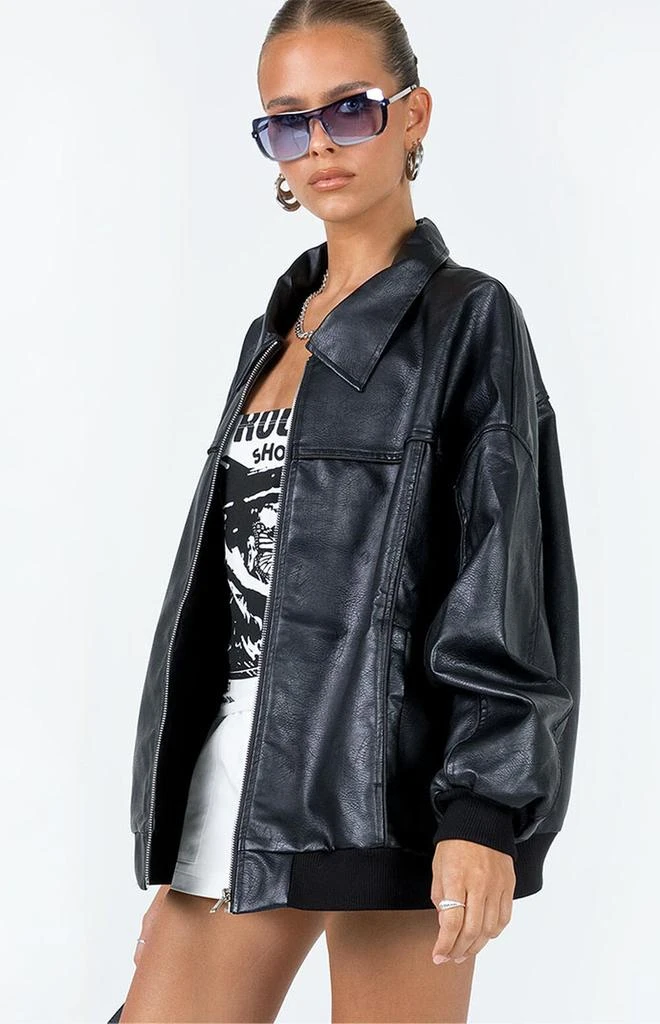 Princess Polly Goldsmith Faux Leather Bomber Jacket 3
