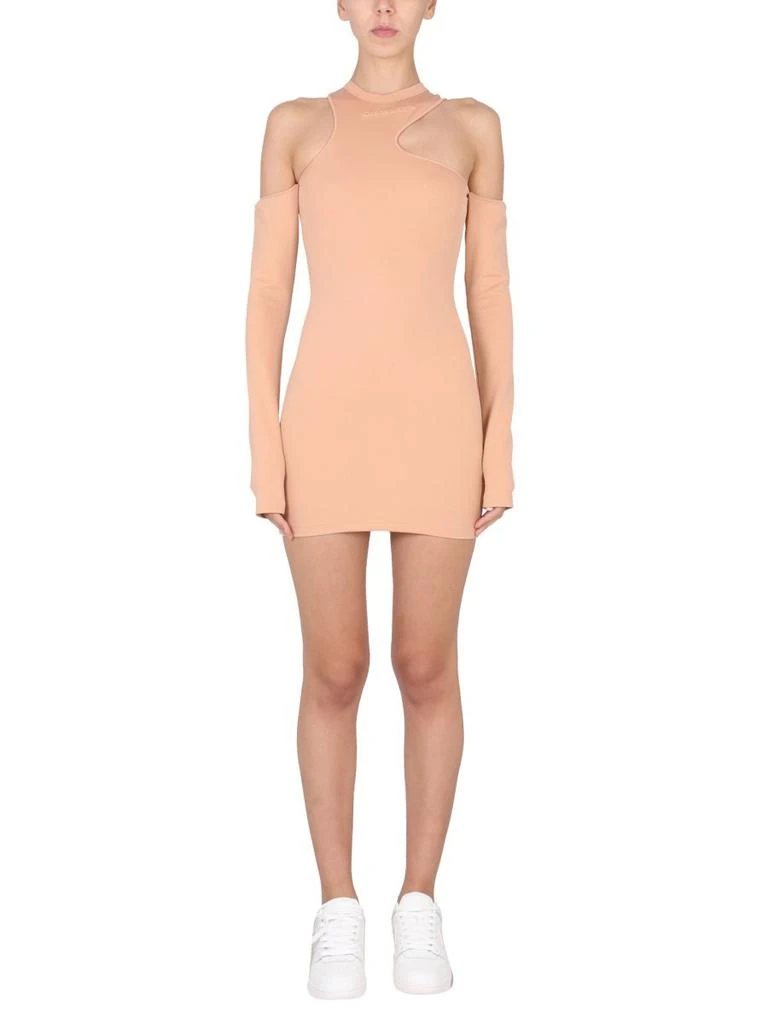 Off-White Off-White Logo Detailed Asymmetric Mini Dress 1