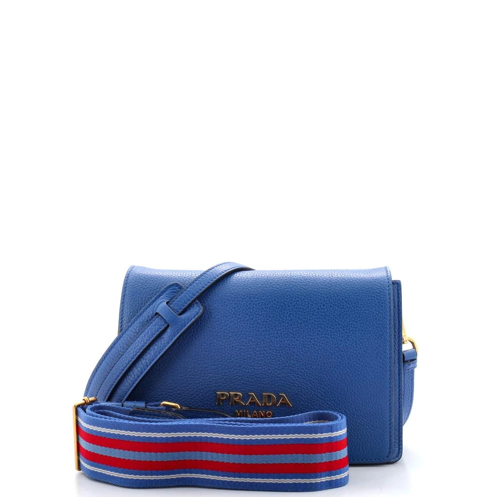Prada Dual Strap Flap Crossbody Bag Vitello Daino Small 2
