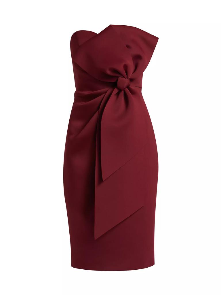 Badgley Mischka Bow-Detailed Strapless Cocktail Dress