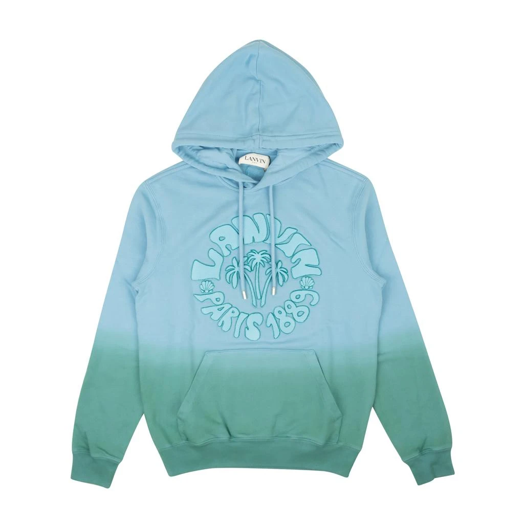Lanvin Teal Blue Cotton Sponge Wave Hoodie 1