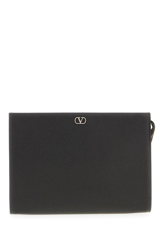 Valentino Valentino All-Over Logo Patterned Zip-Up Clutch