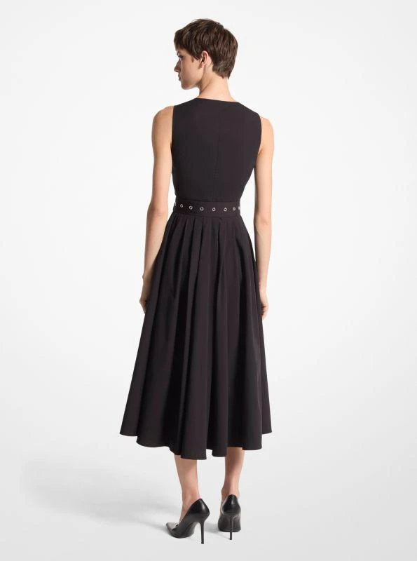 Michael Kors Stretch Cotton Poplin Belted Zip-Up Sleeveless Dress 2