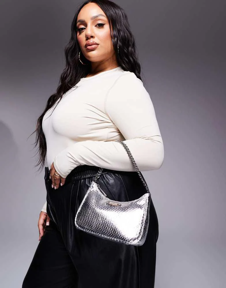 ALDO ALDO metallic shoulder bag with chain detail in silver 1