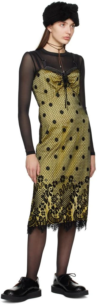 Anna Sui Yellow & Black Washed Midi Dress 4