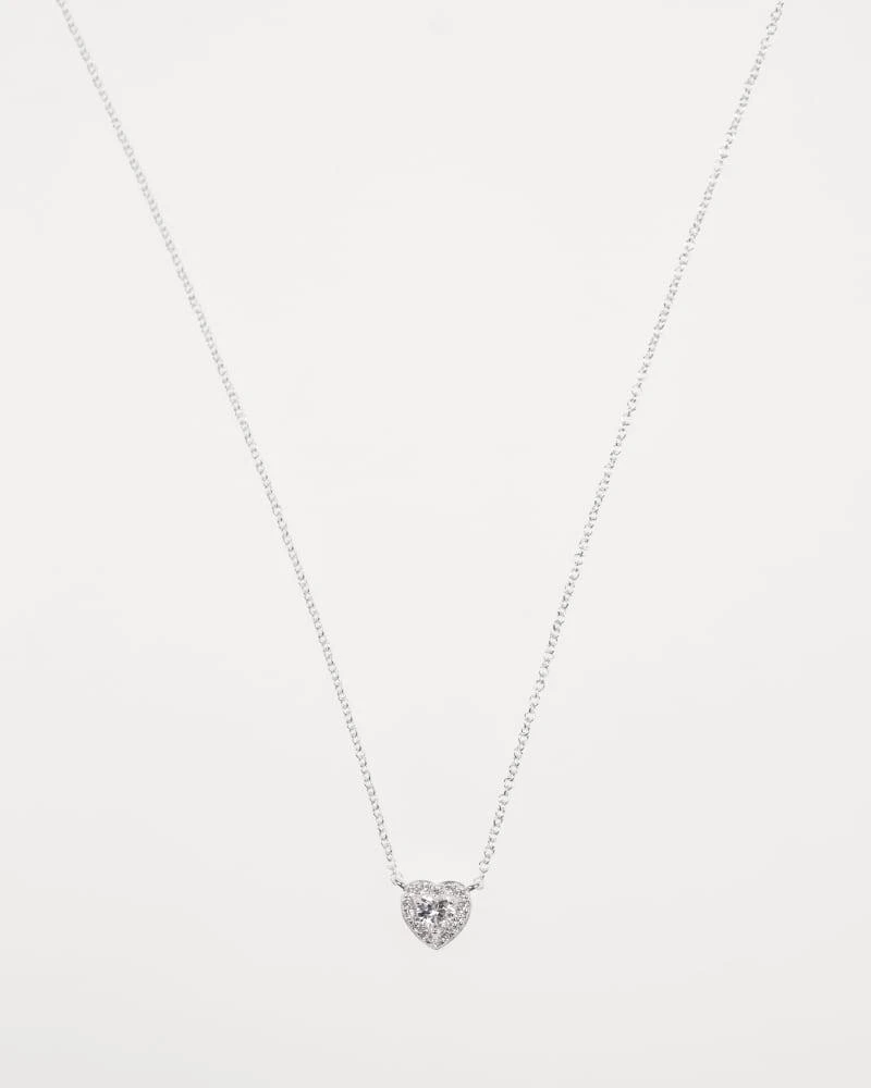 Lovisa Lovisa sterling silver cubic zirconia halo heart pendant necklace in silver