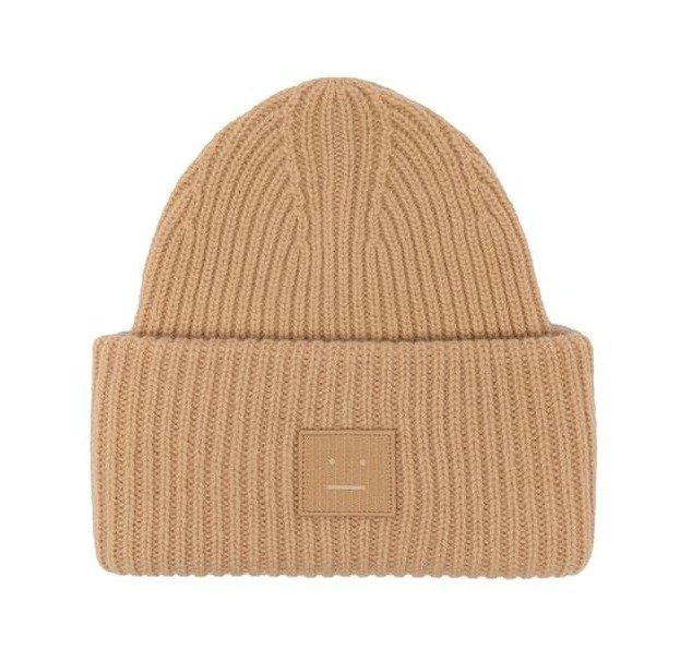 Shop Acne Studios Logo Patch Knitted Beanie on Sale at  display picture 1