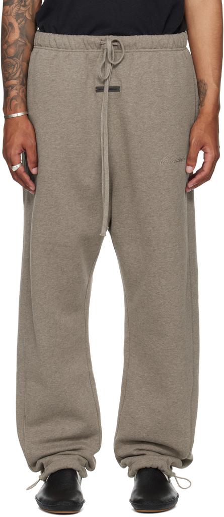 Essentials Brown Relaxed Fleece Piping Sweatpants