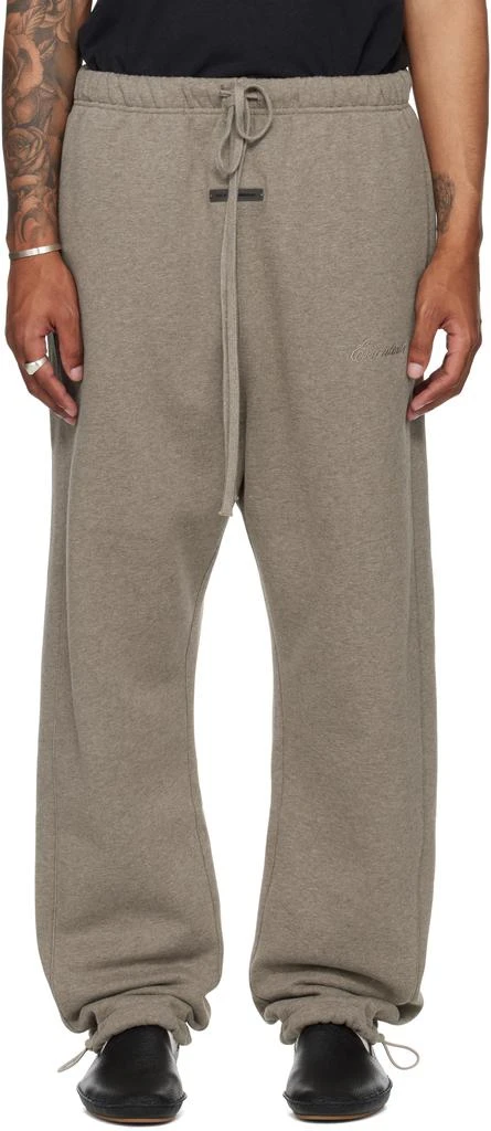 Essentials Brown Relaxed Fleece Piping Sweatpants 1