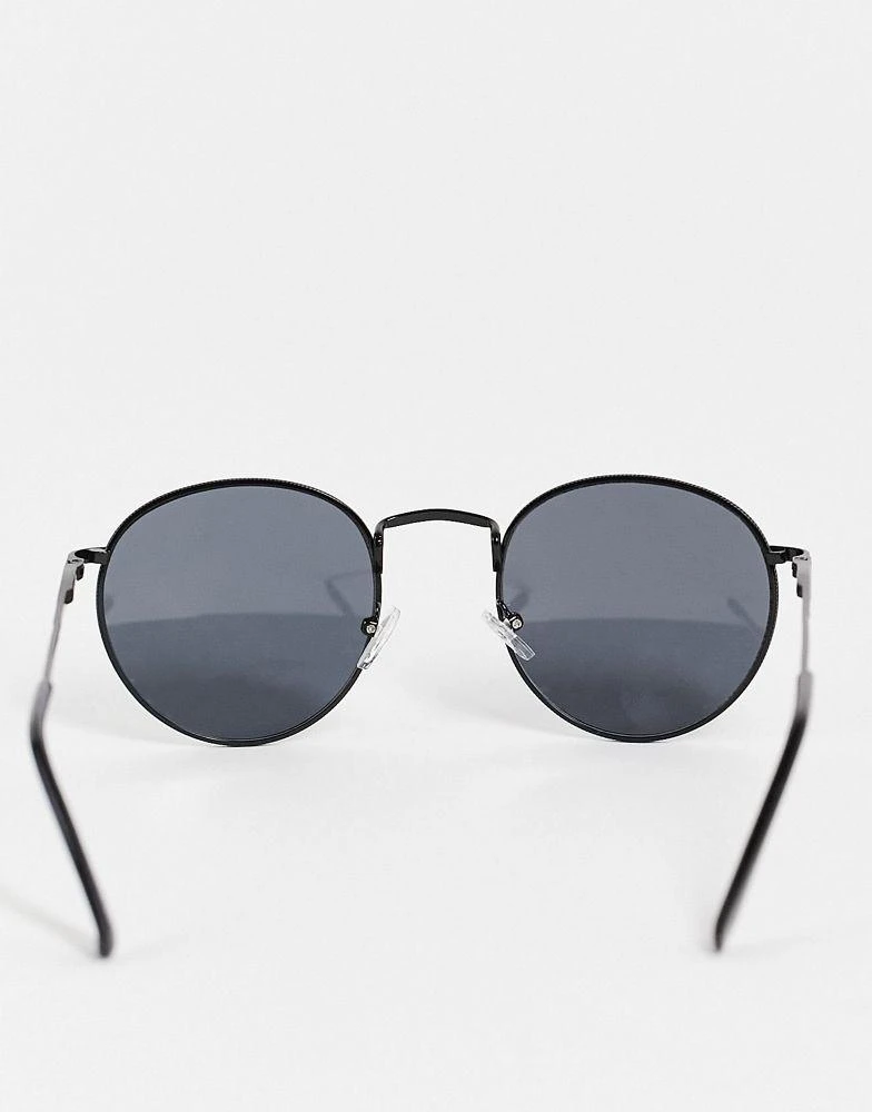 ASOS ASOS DESIGN round 90s sunglasses with smoke lens and metal in black 4