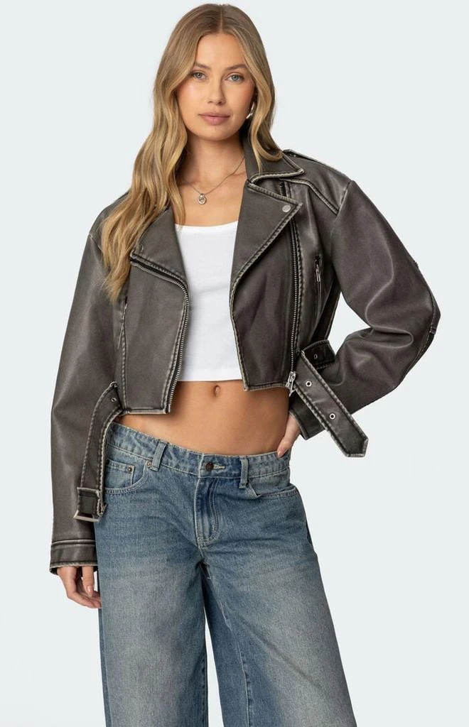 Edikted Washed Faux Leather Jacket 1