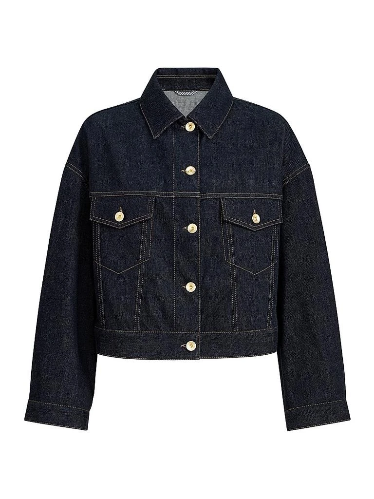 Brunello Cucinelli No Fade Denim Outerwear Jacket with Monili