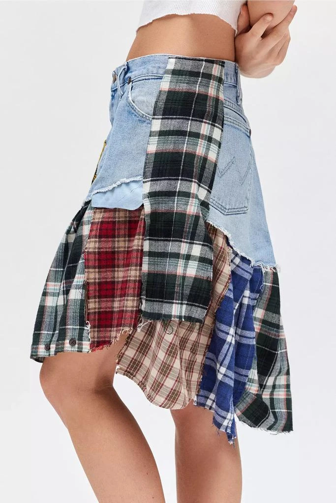 Urban Renewal ReMADE By UO Spliced Flannel Denim Mini Skirt 4
