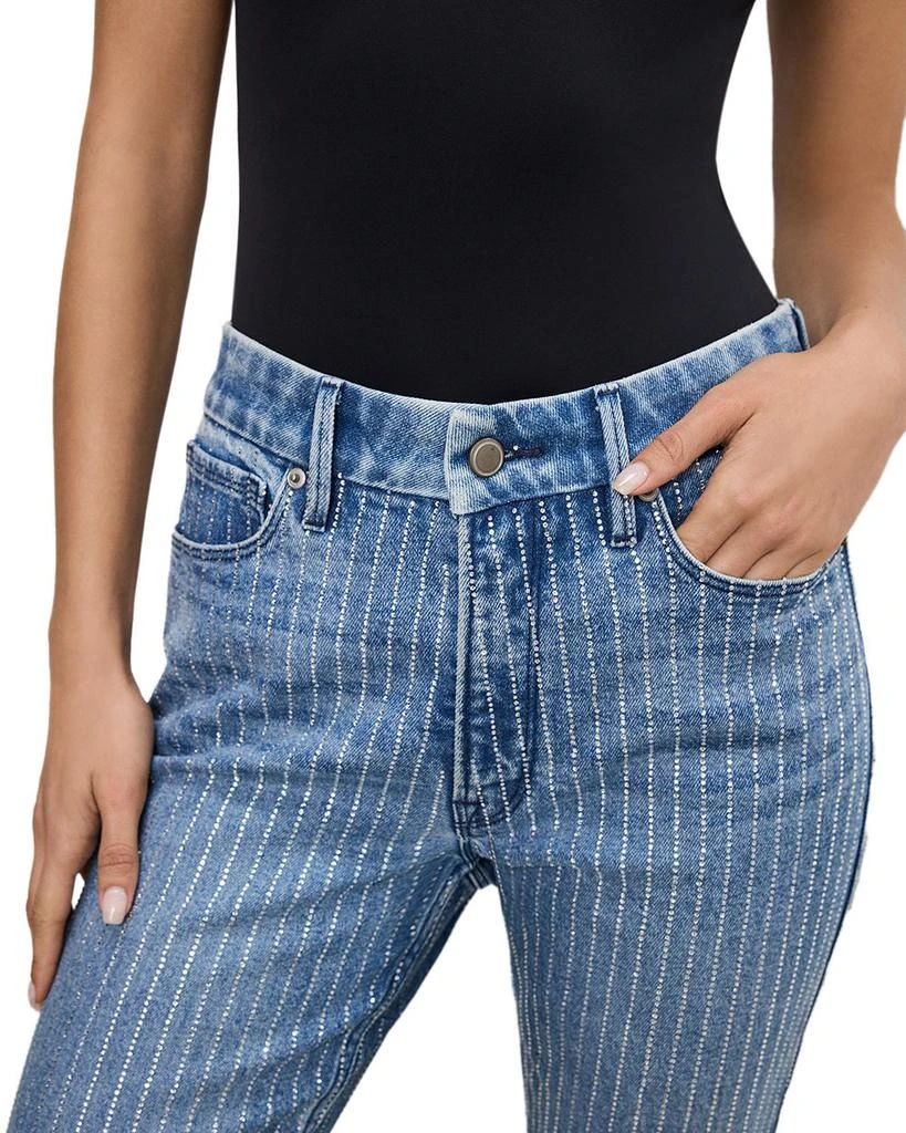 Good American Good Icon Rhinestone Straight Jeans in I728 5