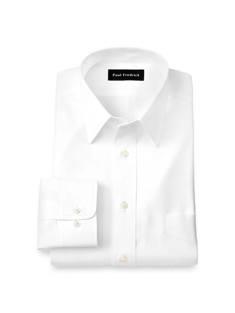 Paul Fredrick Tailored Fit Non-iron Cotton Pinpoint Solid Point Collar Dress  Shirt - Shirts - BeyondStyle