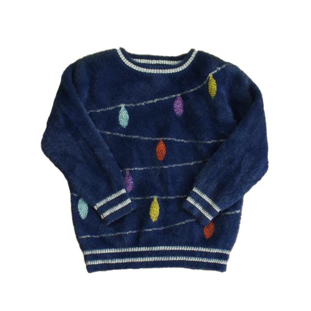 Andy & Evan Girls Blue Christmas Lights Sweater