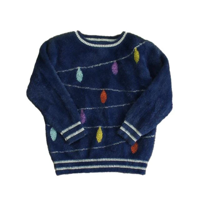 Andy & Evan Girls Blue Christmas Lights Sweater 1