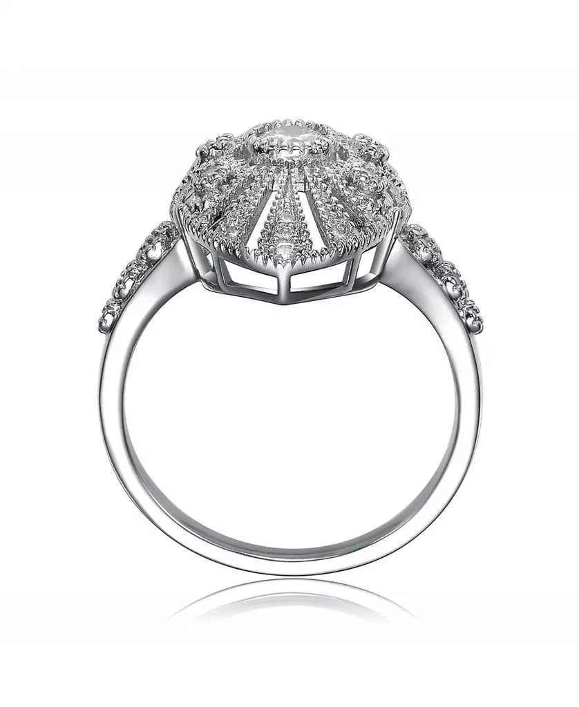 Genevive Sterling Silver Clear Round Cubic Zirconia Filigree Ring 3