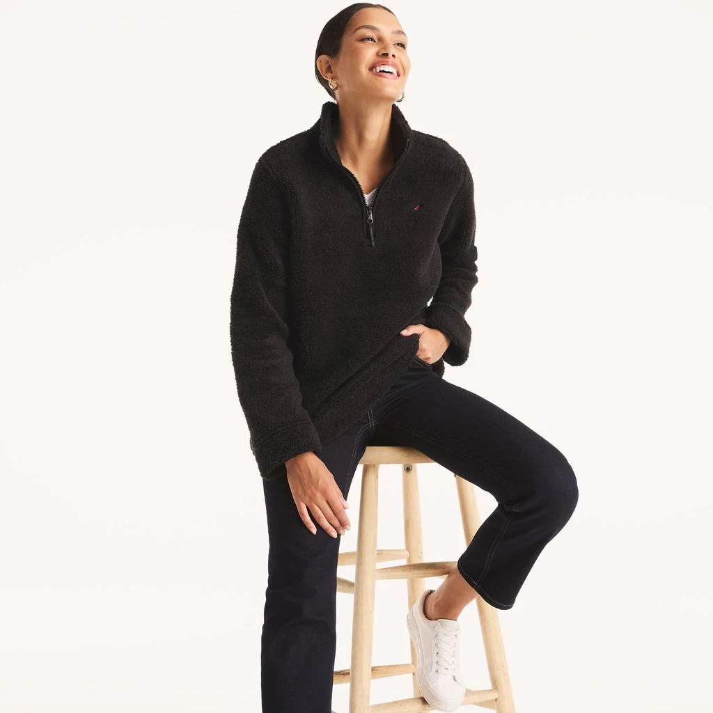 Nautica Womens Quarter-Zip Faux Shearling Pullover 2