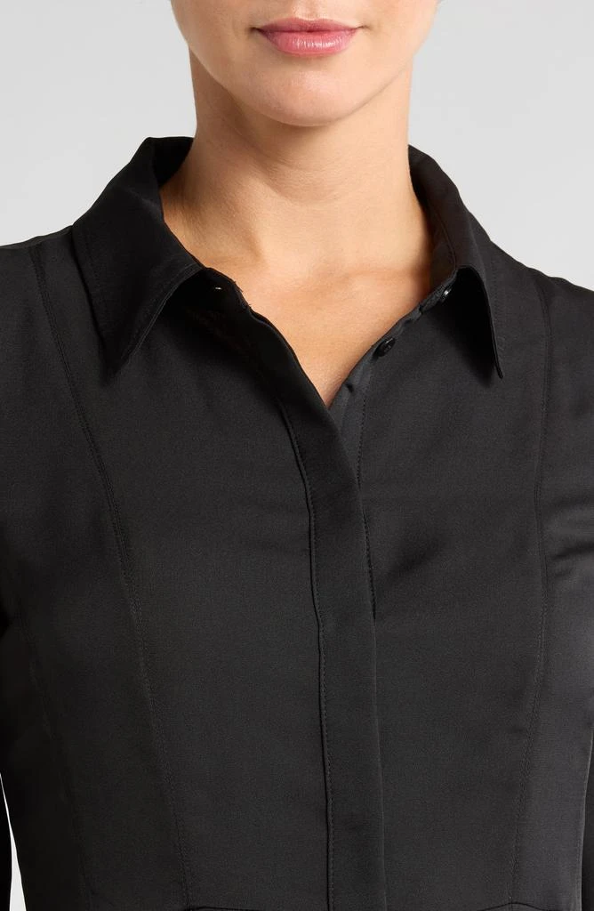 Halogen Sharkbite Hem Long Sleeve Button-Up Maxi Shirtdress 4