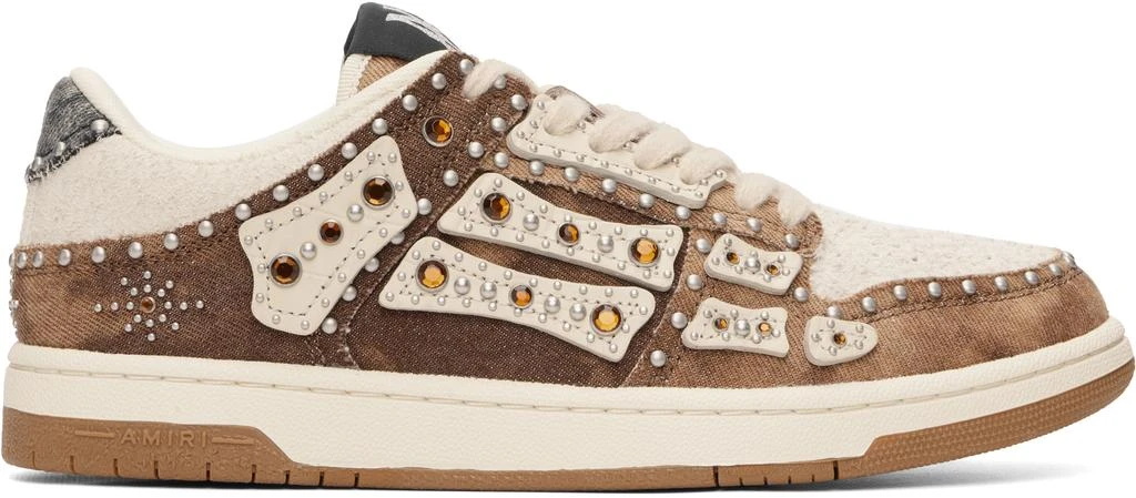 AMIRI Brown 
Beige Stud Skel Top Low Sneakers 1