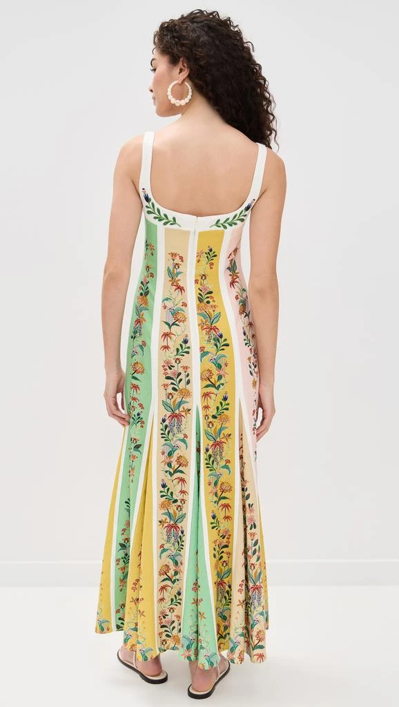 Farm Rio Delicate Floral Stripes Multicolor Sleeveless Gore Dress 2