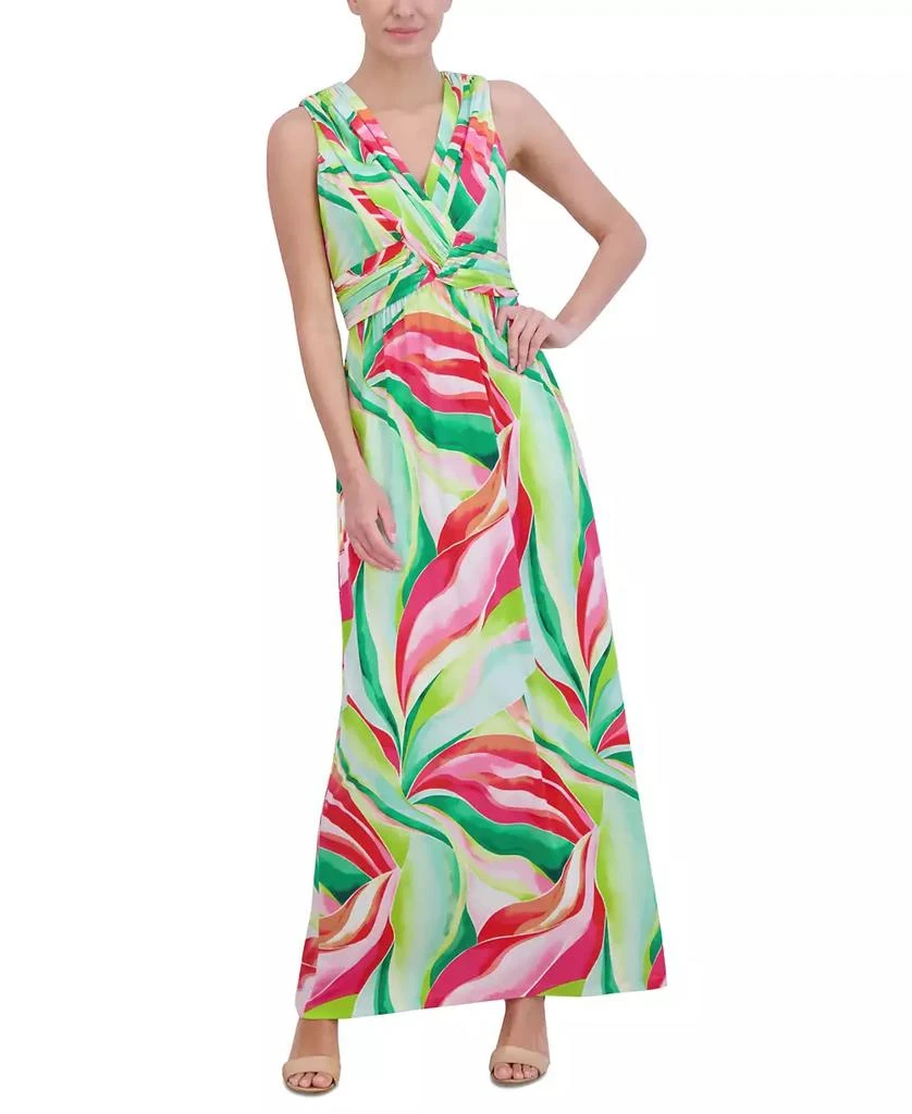 Jessica Howard Women's Sleeveless V-Neck Knot-Front Maxi Dress 6