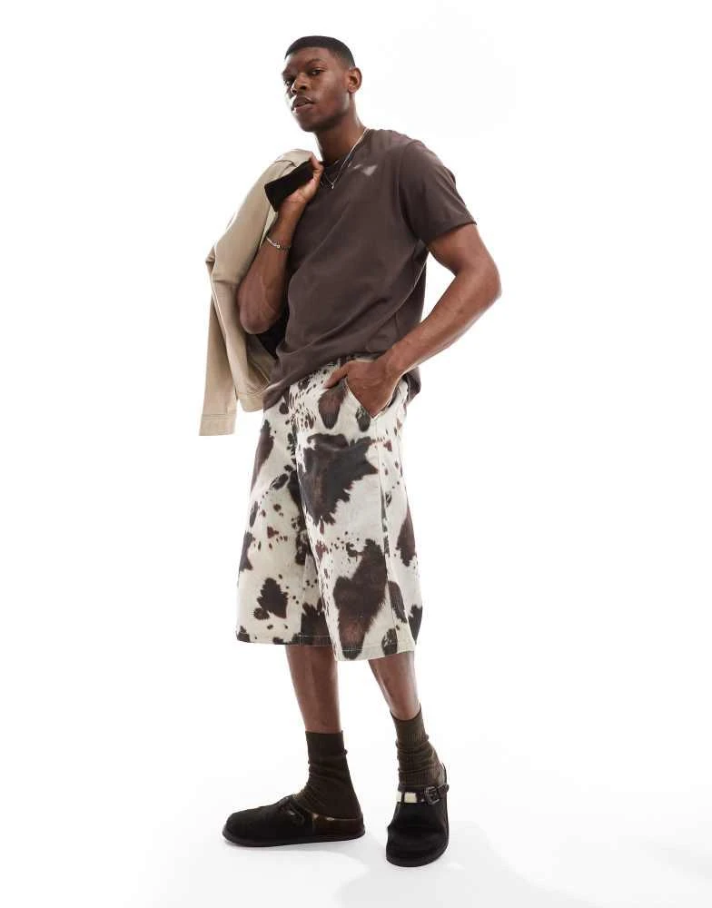 Bershka Bershka cow print jorts in brown 1