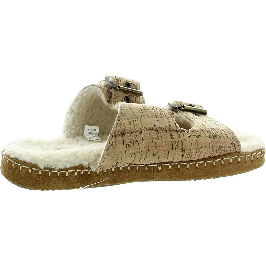 Acorn Camden Double Buckle Womens Faux Fur Lined Cork Slide Sandals