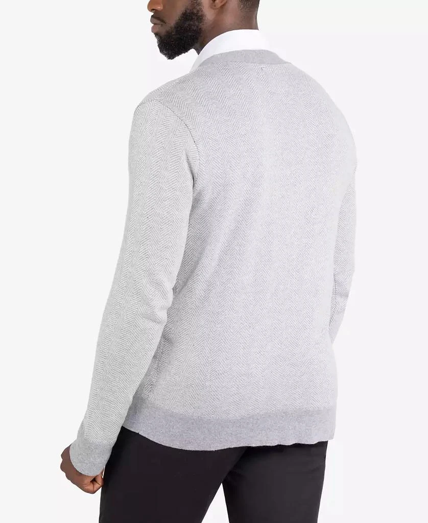X-Ray Men's Herringbone Cardigan Sweater 2