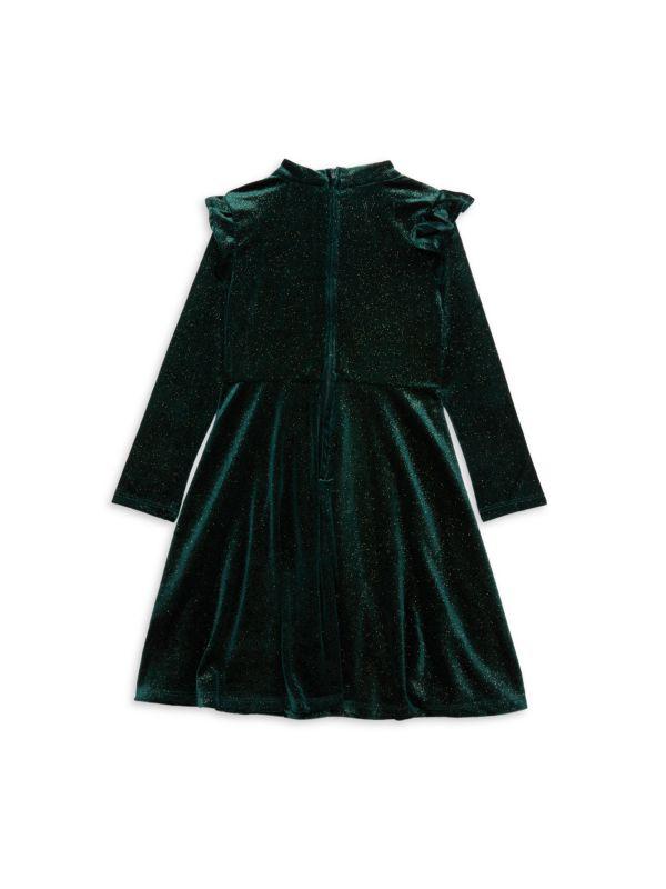 Pippa & Julie Girl's Claire 2-Piece Shimmer Dress & Headband Set