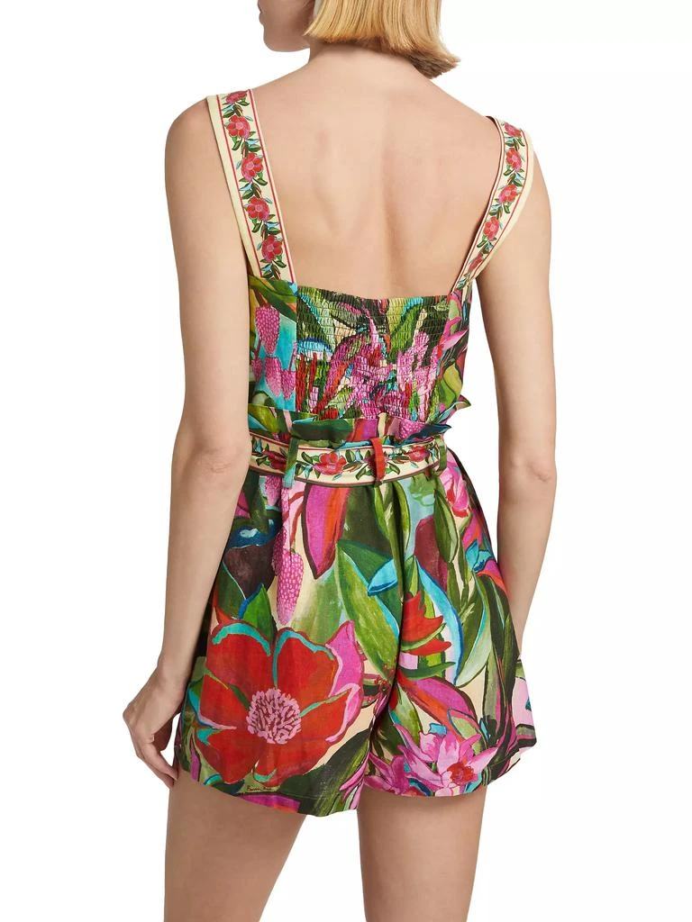 Farm Rio Jardin De Reve Floral Tie-Waist Romper 5