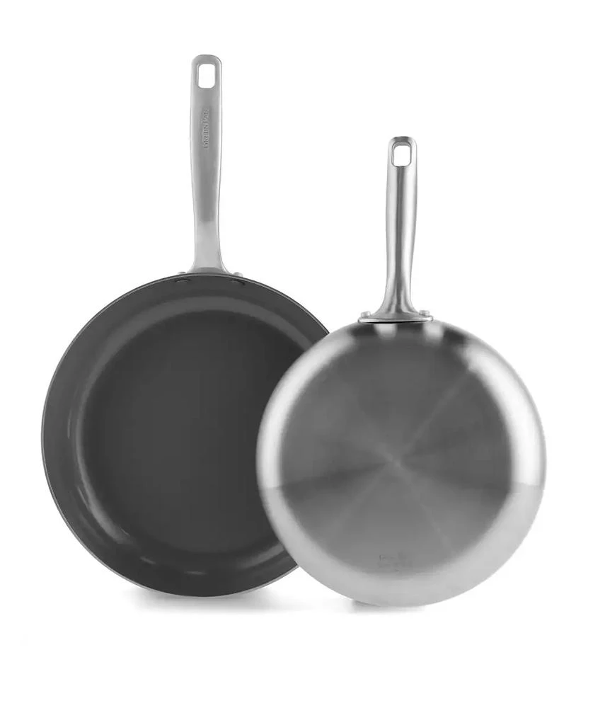 Greenpan Chatham Tri-Ply Stainless Steel Ceramic Nonstick 2 Piece Frying Pan Set 1