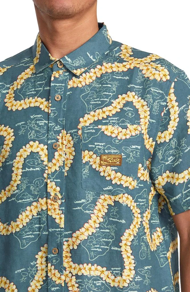 RVCA Exotica Regular Fit Floral Short Sleeve Linen Blend Button-Up Shirt 2