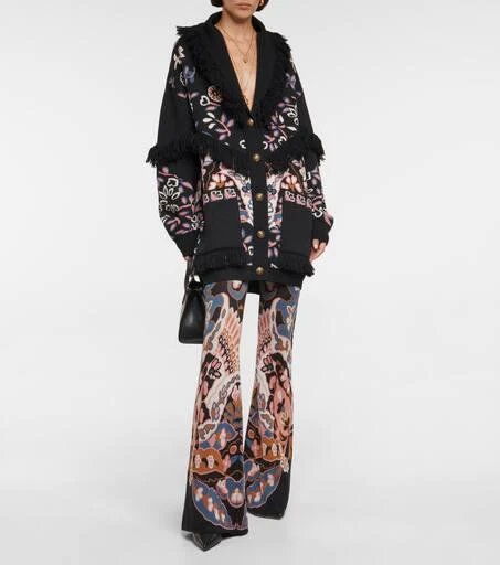 ETRO Floral high-rise flared wool pants 2