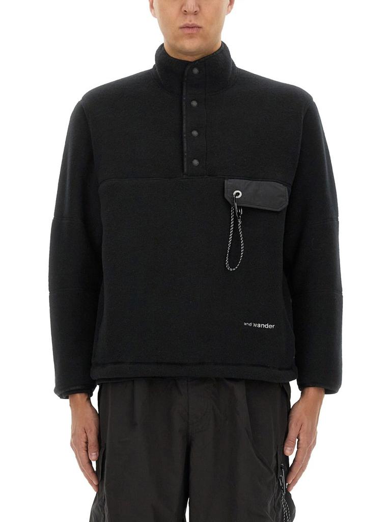 And Wander Maison Kitsuné Trak Hoodie Navy - Hoodies