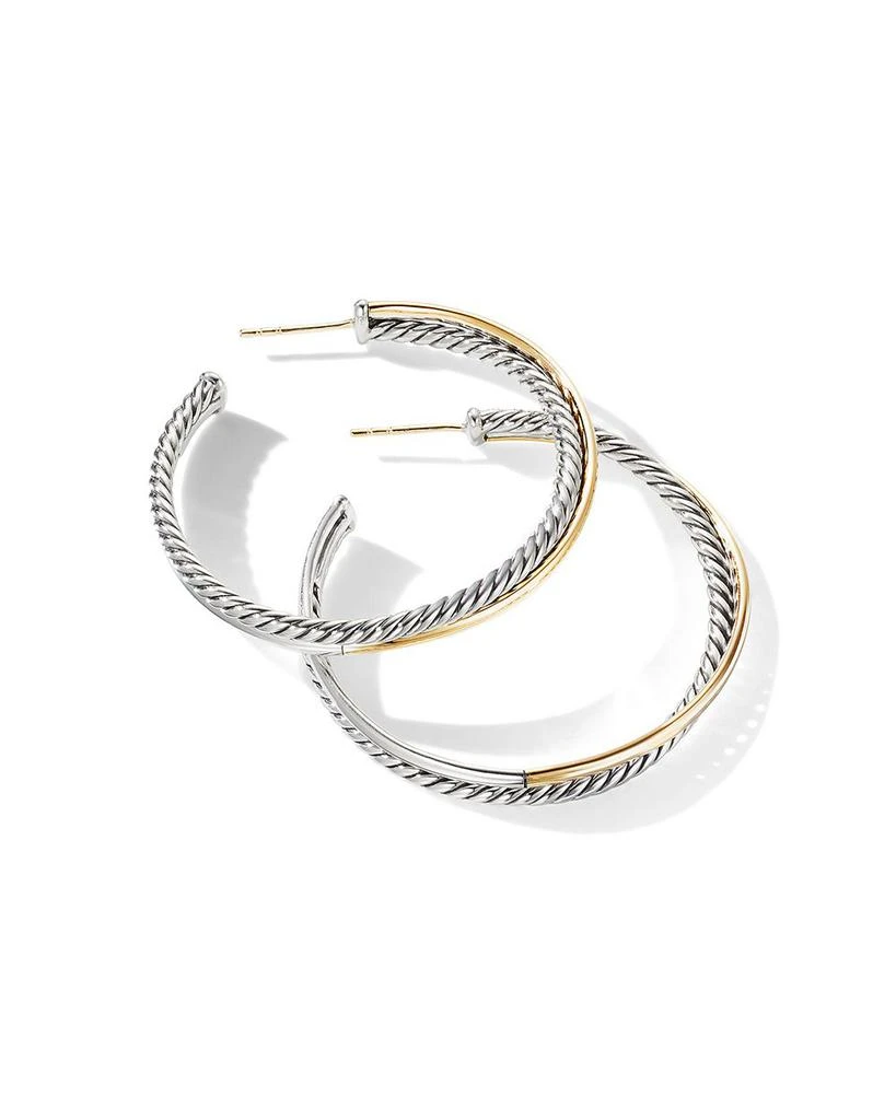 David Yurman Sterling Silver & 18K Yellow Gold Crossover XL Hoop Earrings 5