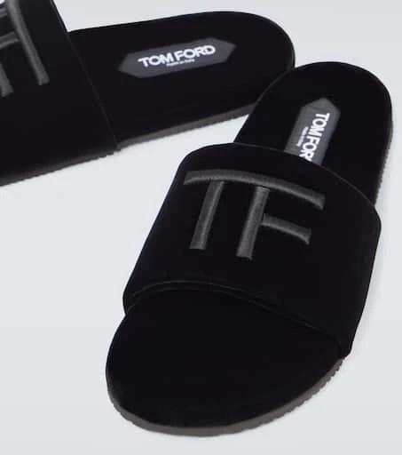 Tom Ford Logo velvet slides 3