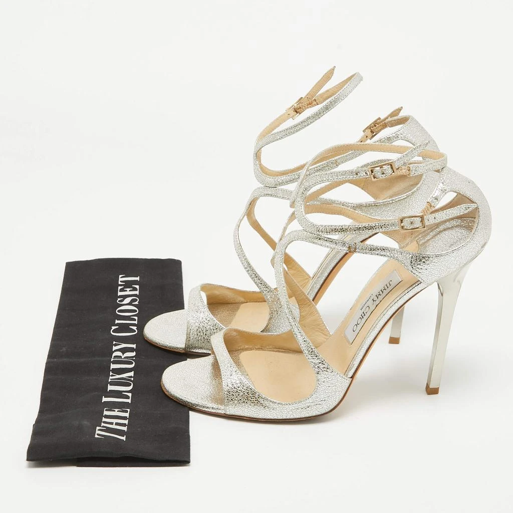 Jimmy Choo Jimmy Choo Silver Textured Leather Lance Sandals Size 40 9