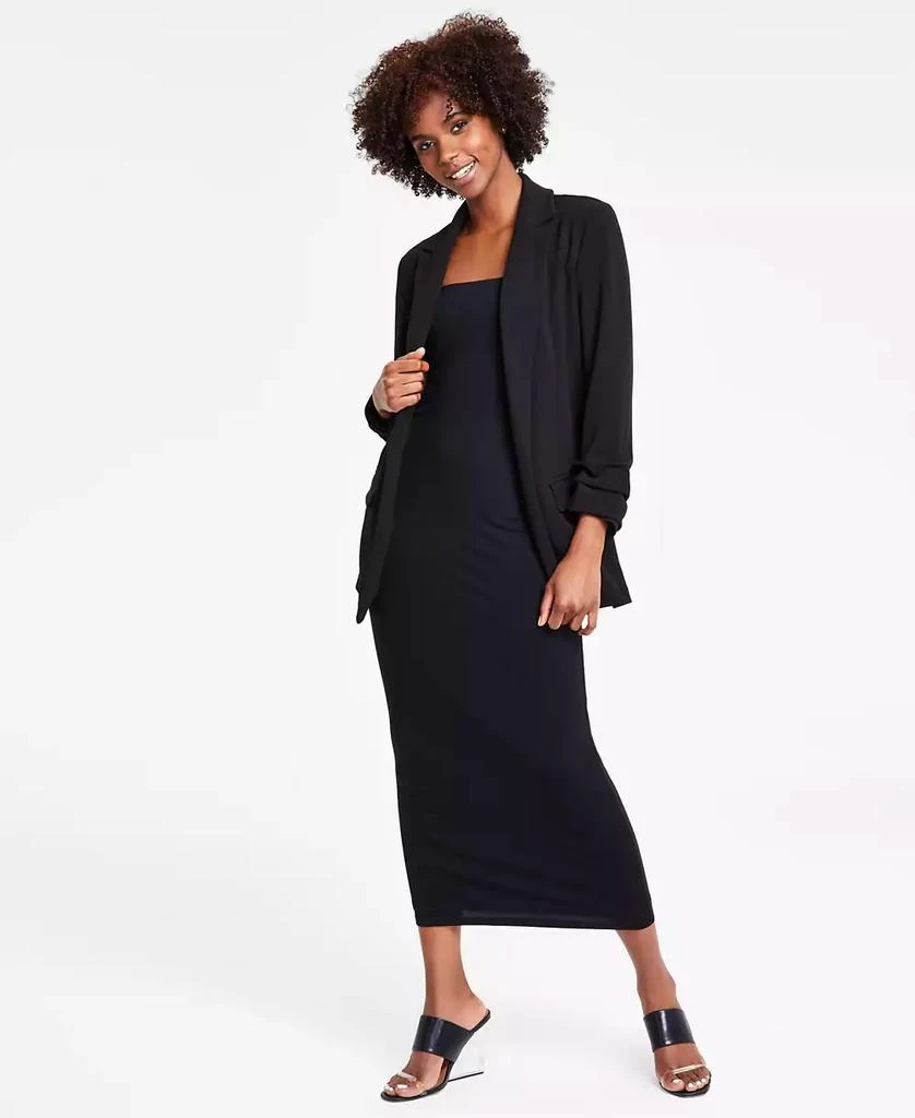Bar III Women's Notch-Lapel Ruched-Sleeve Open-Front Blazer, Created for Macy's 4