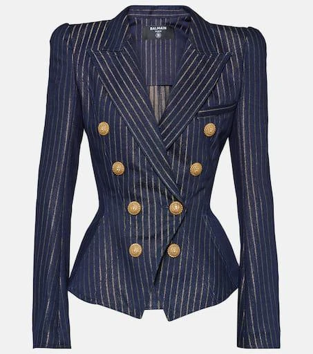 Shop Lurex® pinstripe denim blazer on Sale at BeyondStyle – Get 32