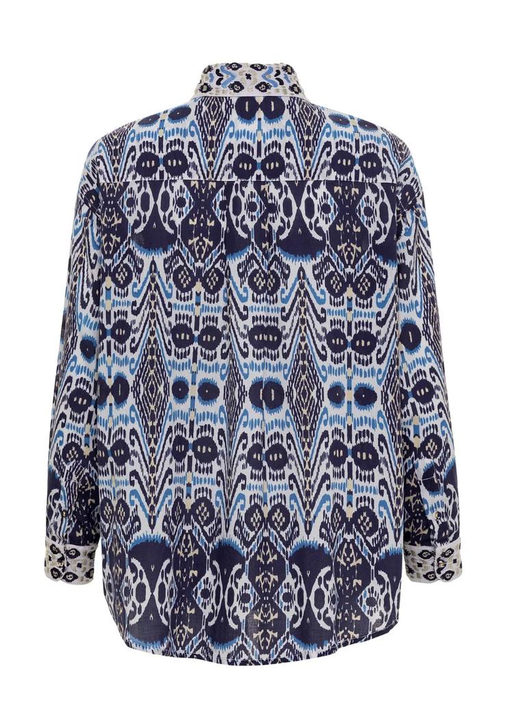 Carolina K Women's Boyfriend Shirt In Ikat Blue