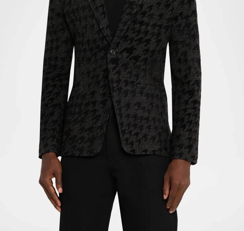 John Varvatos Kal Houndstooth Knit Blazer In Charcoal