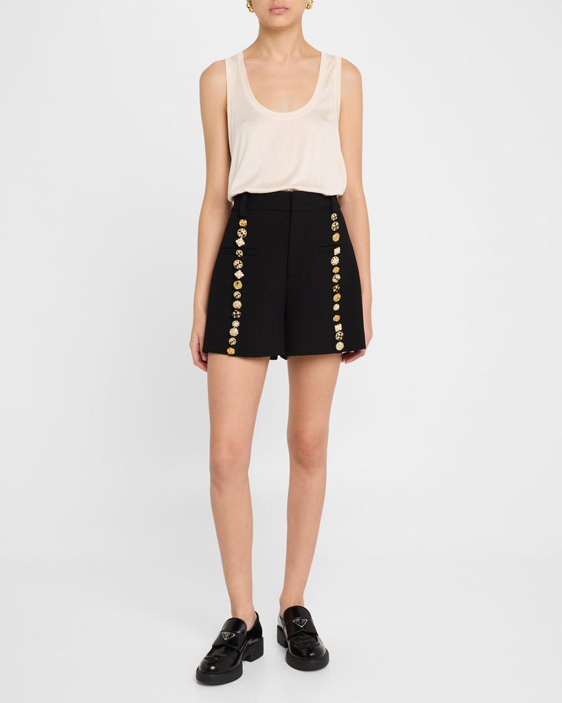 Libertine Button Luxe High Waisted Wool Shorts