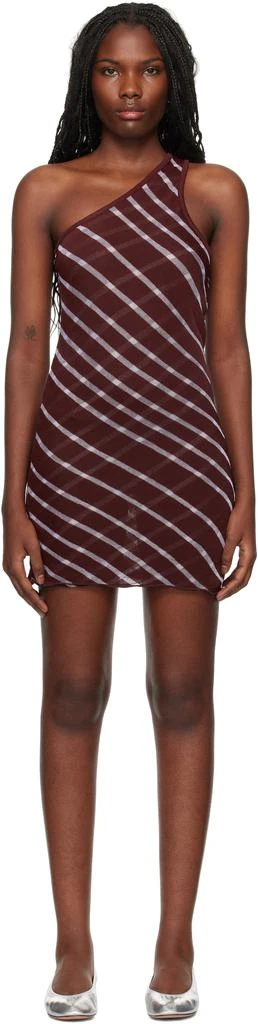 open lace back dress Brown Asymmetrical One-Shoulder Midi Dress for Women – Gimaguas main image 0