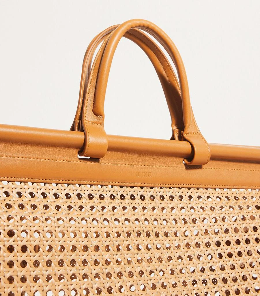 BLINQ Midi Calfskin-Rattan Porto Top-Handle Bag 4