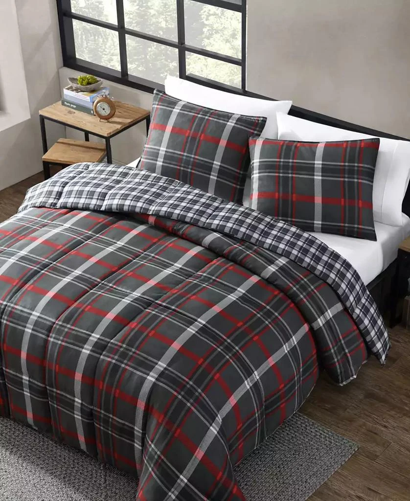 Eddie Bauer Willow Plaid Microsuede Reversible Comforter Set 6